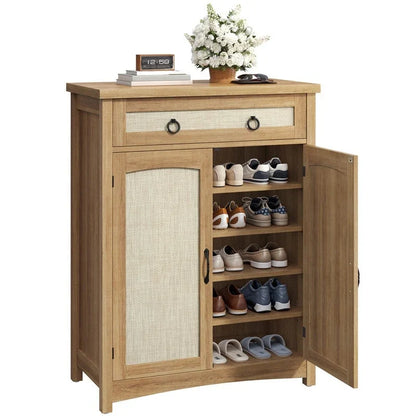 Meuble de rangement pour chaussures Moasis à 5 niveaux et 20 paires avec portes doubles pour entrée