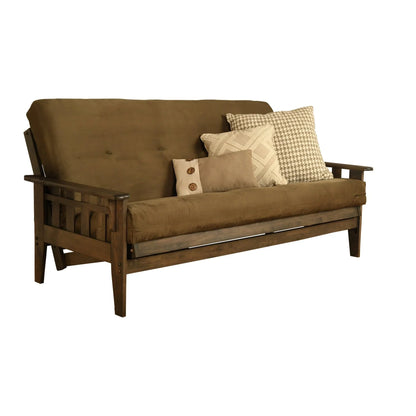 Ensemble futon rustique en noyer grand format avec matelas