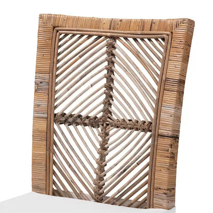 Chaise de salle à manger Laluna en rotin et bois d'acajou de style bohème moderne avec coussin