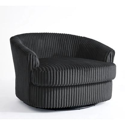 Fauteuil pivotant rond surdimensionné en velours côtelé avec accoudoirs encastrés 43 W
