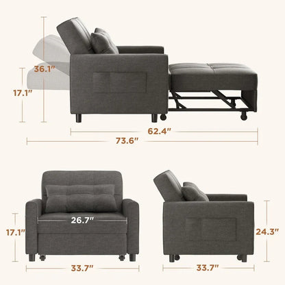Canapé-lit convertible 3-en-1, Canapé-chaise dépliable, Lit pliant convertible pour salon