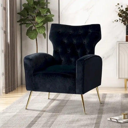 Chaise touffetée Abadiana avec accent et piètement en métal