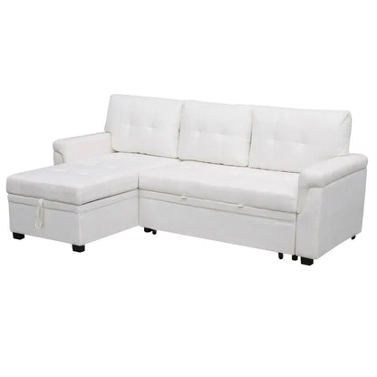 Canapé d'angle réversible avec lit gigogne, méridienne de rangement, pieds durables,