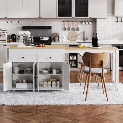 Îlot de cuisine avec table à manger extensible