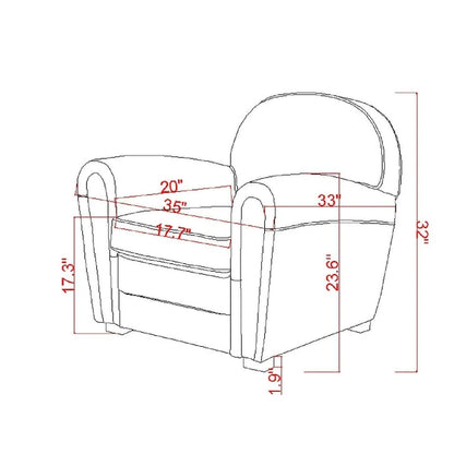 Fauteuil Club Paris en Cuir Véritable Pasargad Home, Marron