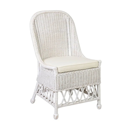 Chaise d'appoint de salle à manger capitonnée en rotin naturel par East at Main