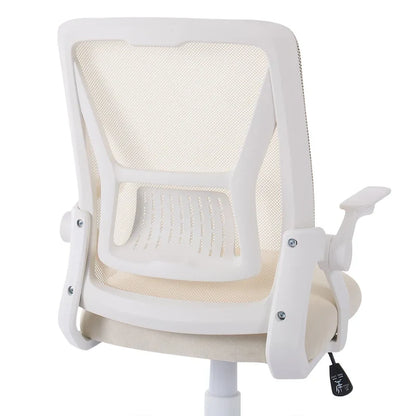 Javlergo Chaise de Bureau Dossier Mi-Hauteur Pivotante avec Support Lombaire, Fauteuil de Bureau Ergonomique en Maille avec Accoudoirs