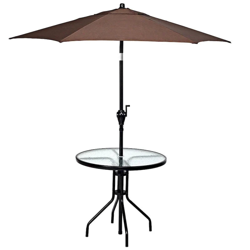 Table ronde de jardin Costway 32 avec plateau en verre trempé