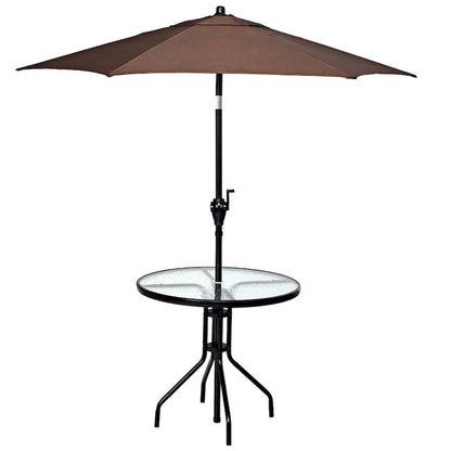 Table ronde de jardin Costway 32 avec plateau en verre trempé