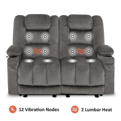 Causeuse inclinable électrique MCombo avec fonction chauffage et massage, en tissu PR648
