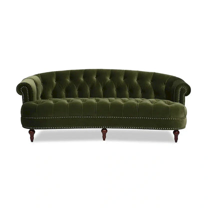 Canapé capitonné chesterfield La Rosa 84 en velours, style moderne du milieu du siècle