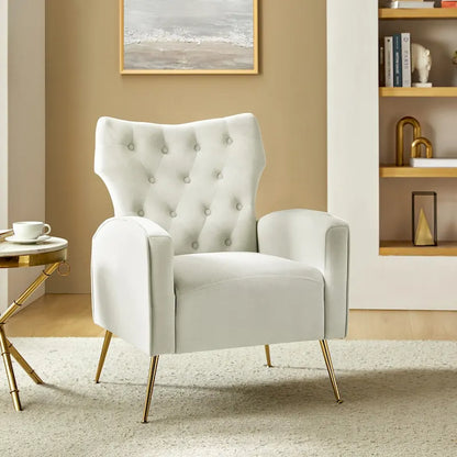 Chaise touffetée Abadiana avec accent et piètement en métal