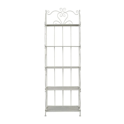 Étagère de Boulanger Pliable Haute à 5 Niveaux en Métal Décoratif pour Intérieur/Extérieur - Or ou Blanc - Roche River Decor