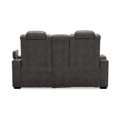 Signature Design by Ashley HyllMont – Causeuse inclinable électrique grise avec console – 71,75 po L x 39 po P x 44 po H