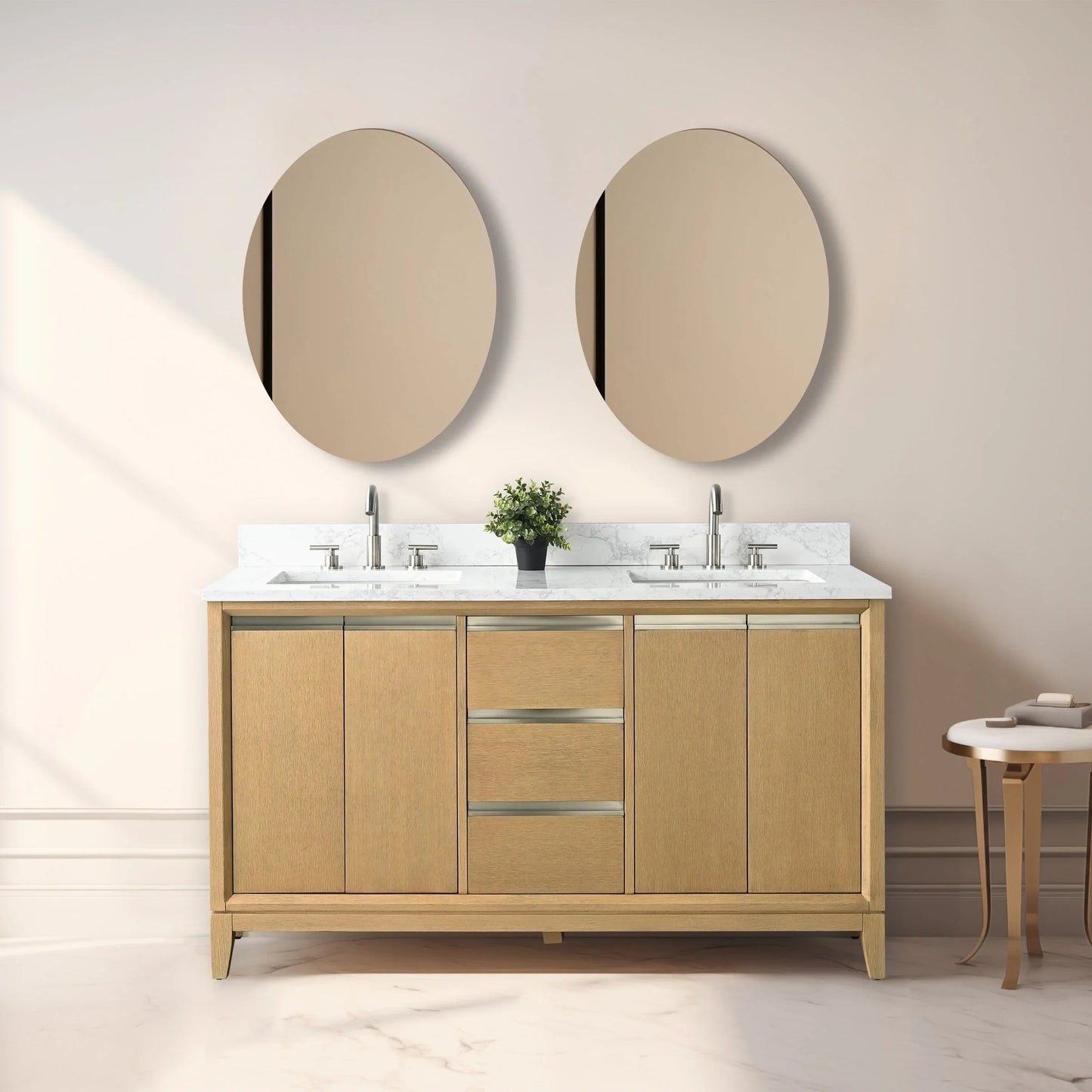 Meuble-lavabo Vanity Art avec évier en céramique et dessus en marbre reconstitué
