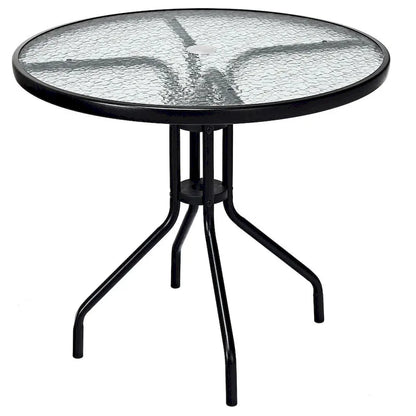 Table ronde de jardin Costway 32 avec plateau en verre trempé