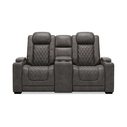 Signature Design by Ashley HyllMont – Causeuse inclinable électrique grise avec console – 71,75 po L x 39 po P x 44 po H