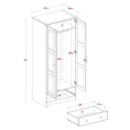 Armoire garde-robe modulable 100 % en bois massif avec poignées en métal ou en bois