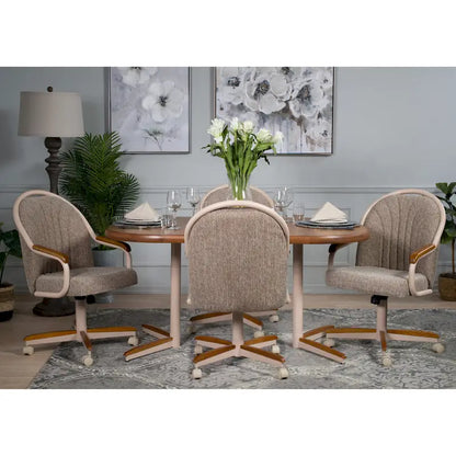 Chaise pivotante et inclinable à roulettes avec coussin pour salle à manger décontractée
