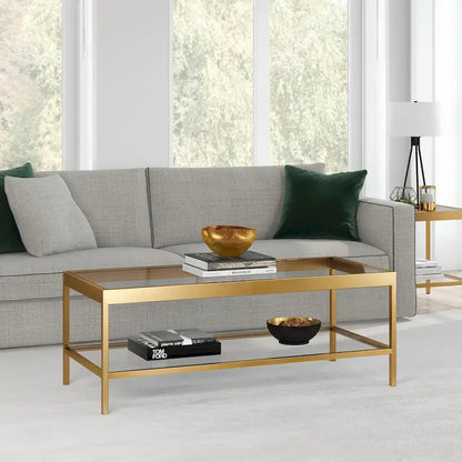 Table basse Alexis en métal et verre