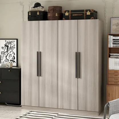 Armoire moderne autoportante en bois massif avec étagères de rangement