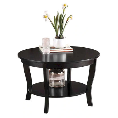 Table basse ronde avec étagère