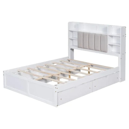 Cadre de lit avec 4 tiroirs de rangement portables sous le lit
