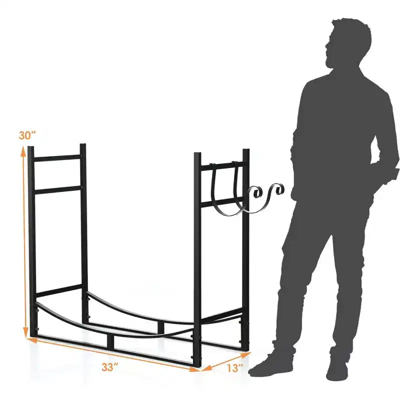 Range-bûches 33'' avec support à petit bois amovible en acier pour cheminée