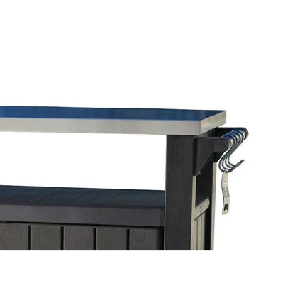 Chariot de service de bar à roulettes pour barbecue extérieur avec rangement marron foncé - 35,4 H x 48,7 L x 20,4 P