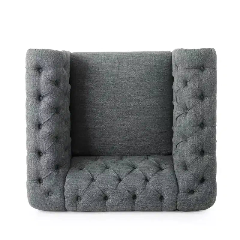 Fauteuil club Chesterfield en tissu capitonné avec clous décoratifs