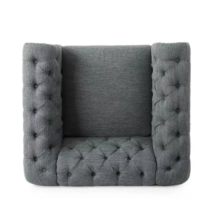 Fauteuil club Chesterfield en tissu capitonné avec clous décoratifs
