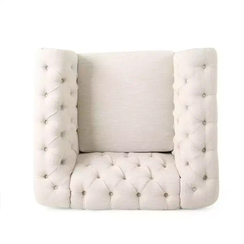 Fauteuil club Chesterfield en tissu capitonné avec clous décoratifs