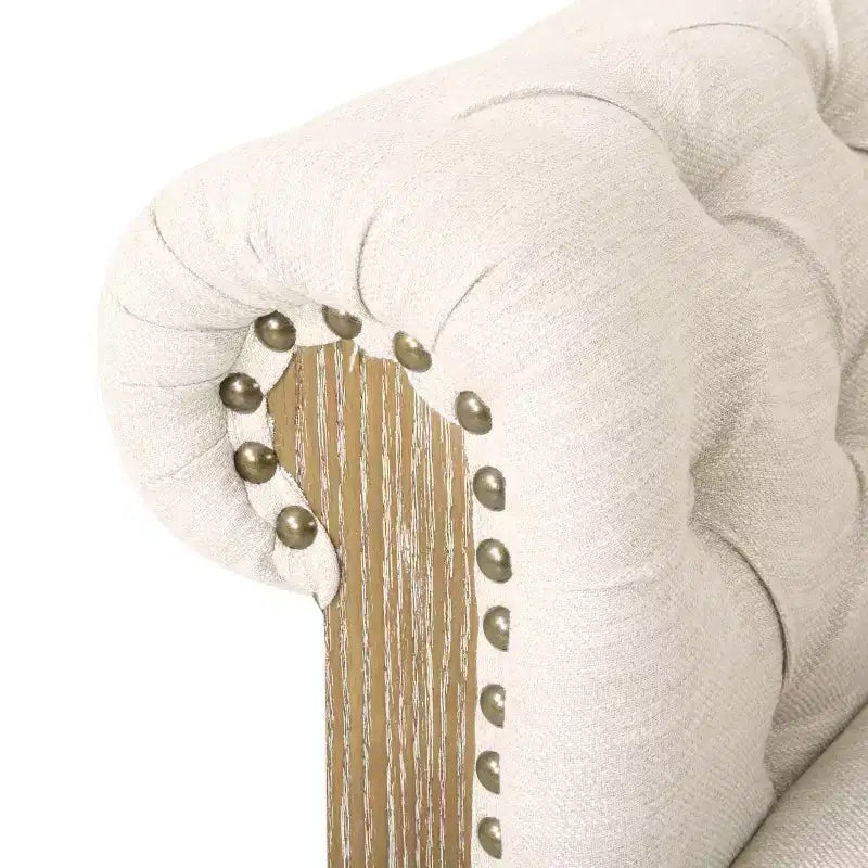 Fauteuil club Chesterfield en tissu capitonné avec clous décoratifs