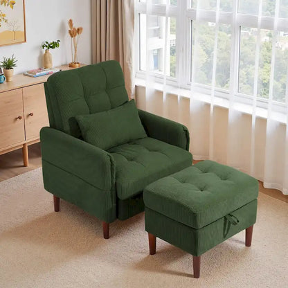 Fauteuil de salon moderne UIXE avec pouf de rangement et dossier réglable