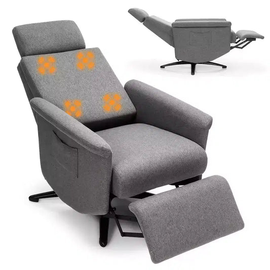 Costway Massage Recliner Chair Vibrating Sofa w/ Remote Control&Adjustable Headrest Grey