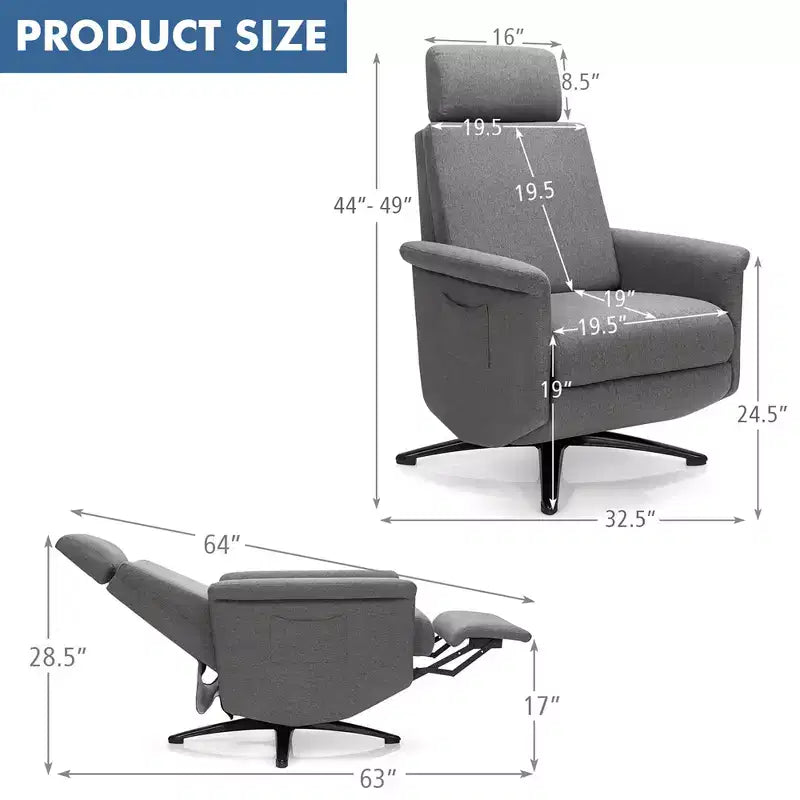 Fauteuil inclinable massant vibrant avec télécommande et appui-tête réglable Gris
