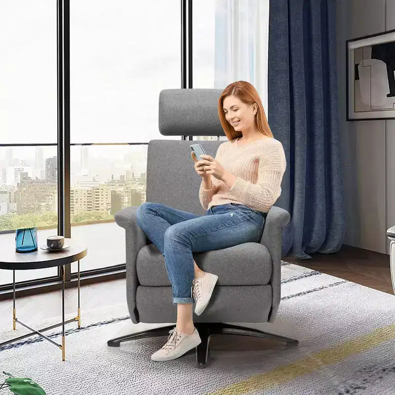 Fauteuil inclinable massant vibrant avec télécommande et appui-tête réglable Gris