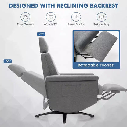 Fauteuil inclinable massant vibrant avec télécommande et appui-tête réglable Gris