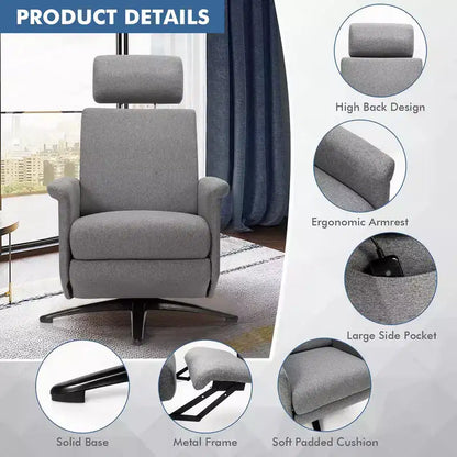 Fauteuil inclinable massant vibrant avec télécommande et appui-tête réglable Gris