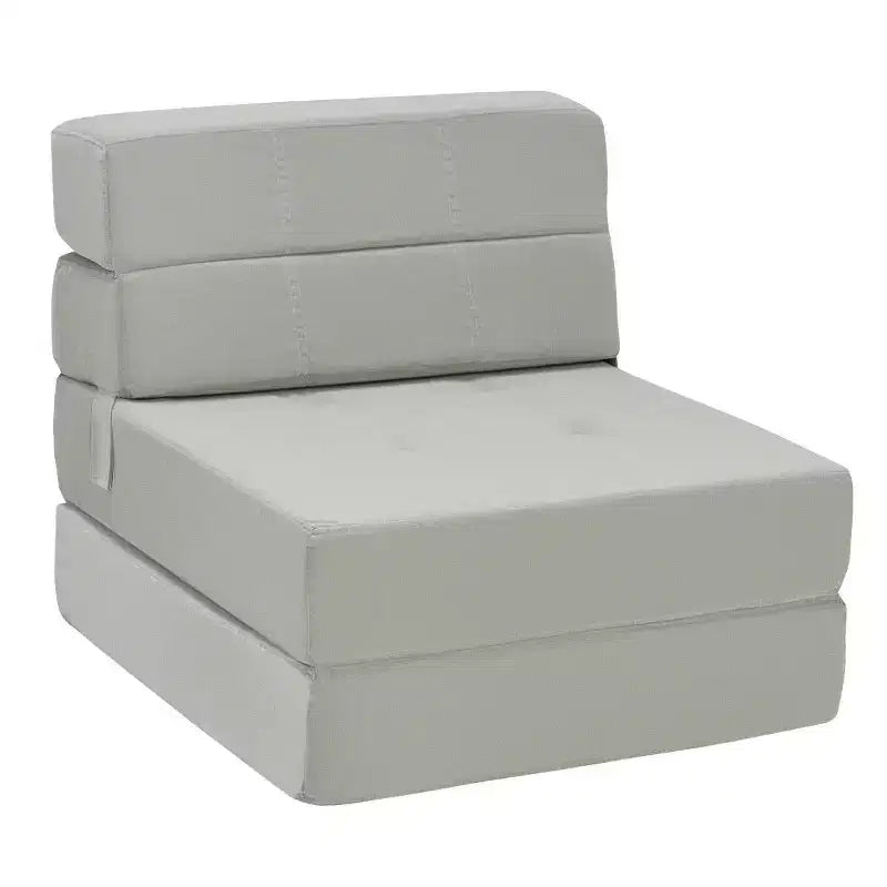 Chaise Pliante Triple Convertible en Lit/Banquette/Canapé Gris pour Chambre d'Étudiant