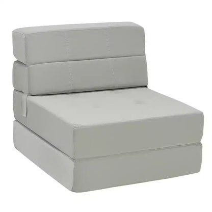 Chaise Pliante Triple Convertible en Lit/Banquette/Canapé Gris pour Chambre d'Étudiant