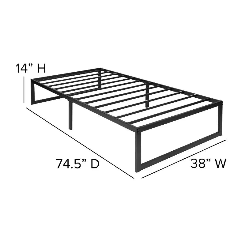 Cadre de lit plateforme en métal de 14 pouces avec matelas à ressorts ensachés de 10 pouces en boîte et surmatelas en mousse à mémoire de forme de 2 pouces à gel rafraîchissant