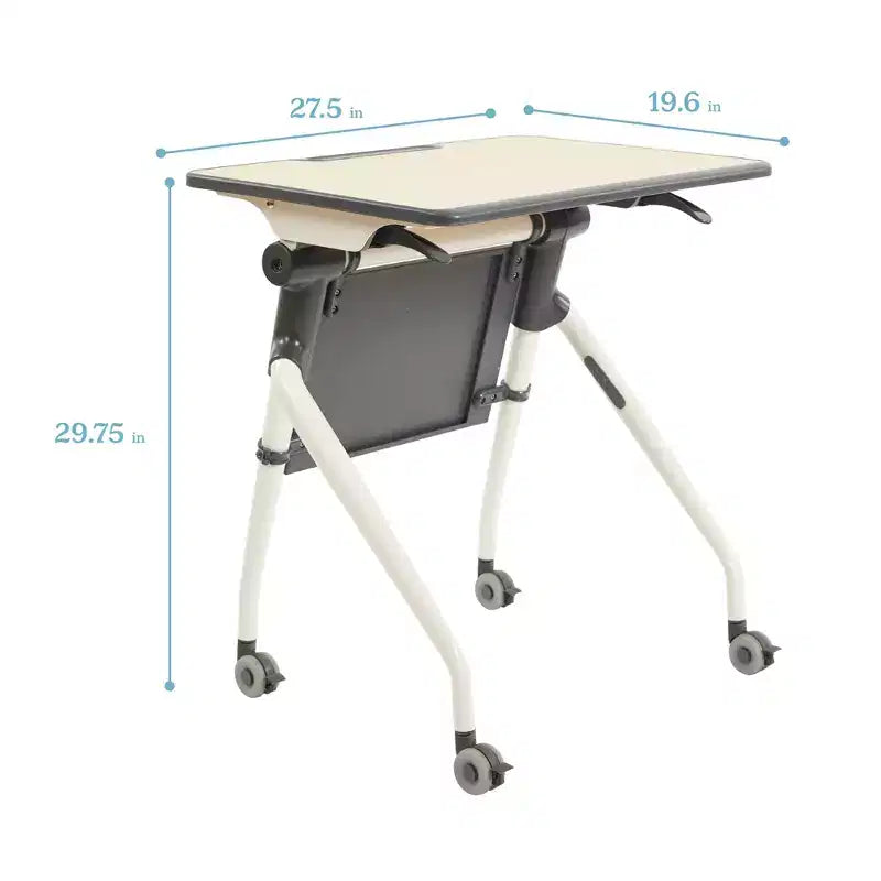 Bureau étudiant emboîtable avec panneau de modestie, Mobilier de classe, Érable/Gris