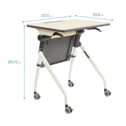 Bureau étudiant emboîtable avec panneau de modestie, Mobilier de classe, Érable/Gris