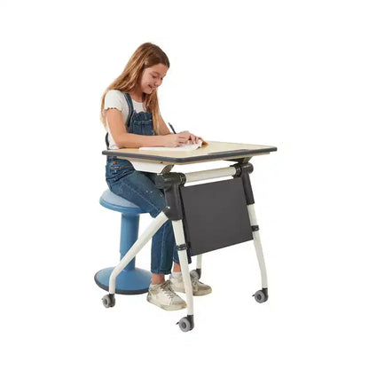 Bureau étudiant emboîtable avec panneau de modestie, Mobilier de classe, Érable/Gris