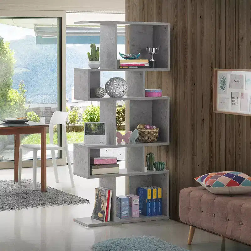 Étagère d'angle autoportante à 5 cubes, Bibliothèque de présentation