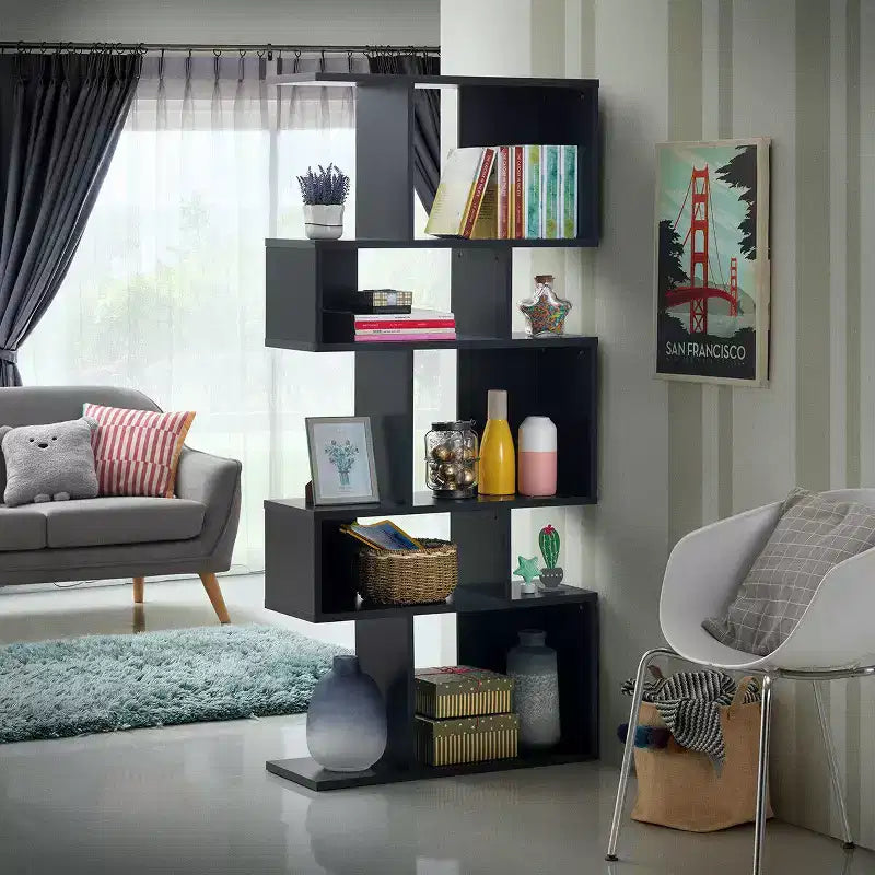 Étagère d'angle autoportante à 5 cubes, Bibliothèque de présentation