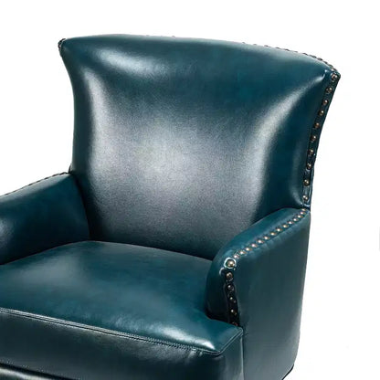 Fauteuil à oreilles en cuir végétalien de transition avec garniture cloutée pour salon et chambre à coucher