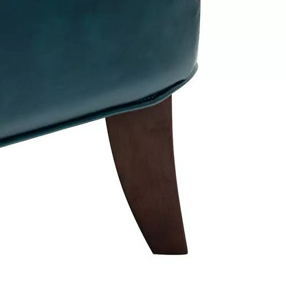 Fauteuil à oreilles en cuir végétalien de transition avec garniture cloutée pour salon et chambre à coucher