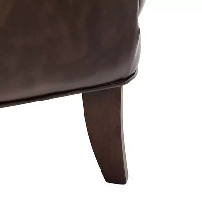 Fauteuil à oreilles en cuir végétalien de transition avec garniture cloutée pour salon et chambre à coucher